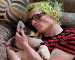 He is also accompanied by a dog who is like a family member to Michael.